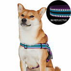 3M Reflective Multi-colored Stripe Service Dog Harness // Violet + Celeste (Medium)