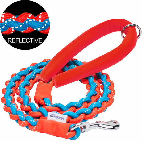 Reflective Braided Handmade Dog Rope Leash // 4ft (Azure Blue + Lime Yellow)