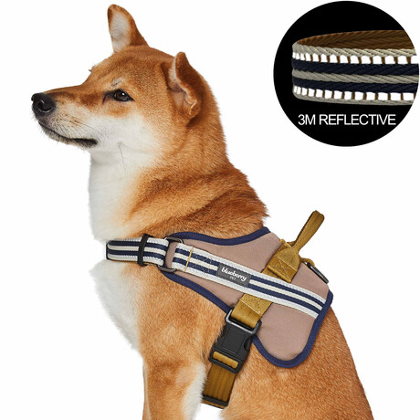 3M Reflective Multi-colored Stripe Service Dog Harness // Olive & Blue-Gray (Medium)
