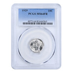 1929 Mercury Dime // PCGS MS64FB // Deluxe Collector's Pouch