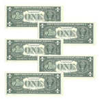 1977 $1 U.S. Federal Reserve Notes // Set of 5 Sequential Serial Numbers // Choice Crisp Uncirculated