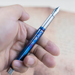 Titaner CNC Luxury Pen Titanium Fountain Pen F Point  // Anodized blue