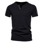 TS134-BLACK // Henley T-shirt // Black (XL)