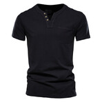 TS134-BLACK // Henley T-shirt // Black (XS)