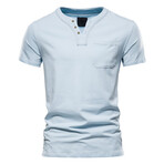 TS134-LIGHT-BLUE // Henley T-shirt // Light Blue (S)