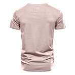 TS134-PINK // Henley T-shirt // Pink (L)