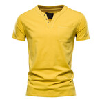 TS134-YELLOW // Henley T-shirt // Yellow (M)