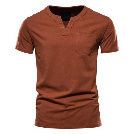 TS134-ORANGE // Henley T-shirt // Orange (XS)