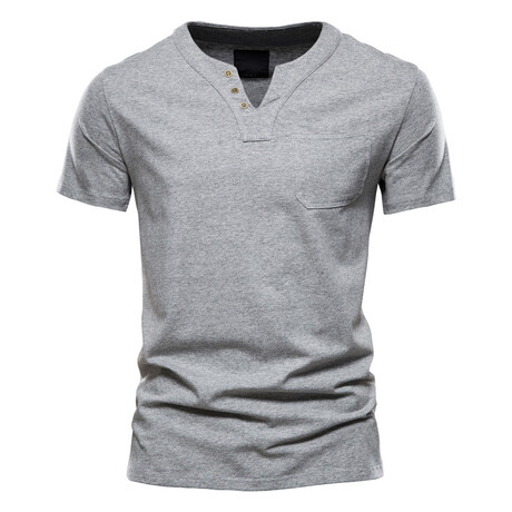 Solid Henley Short Sleeve T-Shirt // Gray (XS)