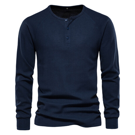 Long Sleeve Henley T-Shirt // Dark Blue (XS)