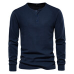 Long Sleeve Henley T-Shirt // Dark Blue (L)