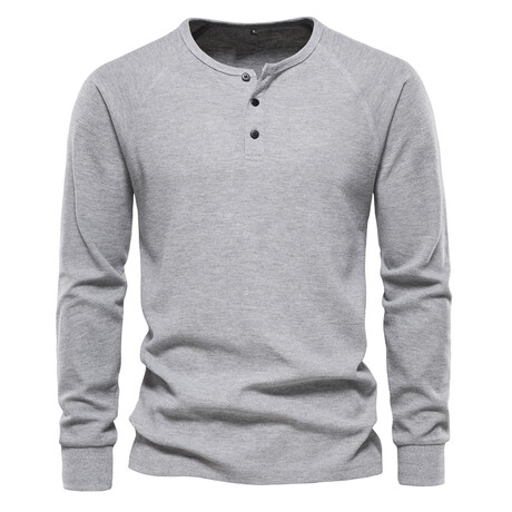 Long Sleeve Henley T-Shirt // Light Gray (XS)