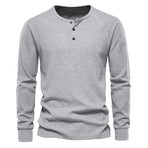 Long Sleeve Henley T-Shirt // Light Gray (M)