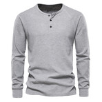 Long Sleeve Henley T-Shirt // Light Gray (S)