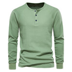 Long Sleeve Henley T-Shirt // Green (S)