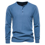 Long Sleeve Henley T-Shirt // Blue Denim (S)
