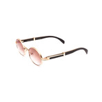 Men's Oval Brigade Sunglasses // 18k Rose Gold + Black Wood