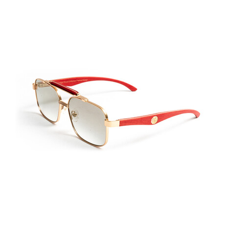 Men's Mach Navigator Sunglasses // 18k Gold + Red Wood