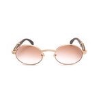 Men's Oval Brigade Sunglasses // 18k Rose Gold + Black Wood