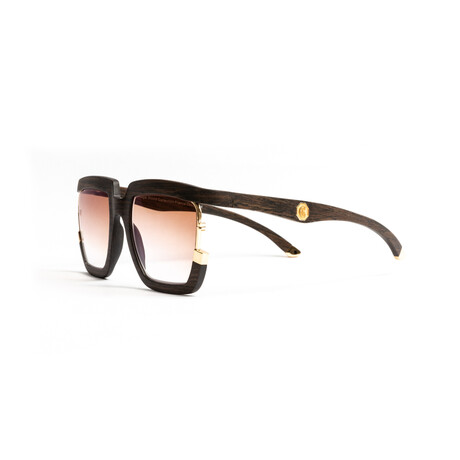 Men's Bali Sunglasses // 24k Rose Gold + Brown Wood