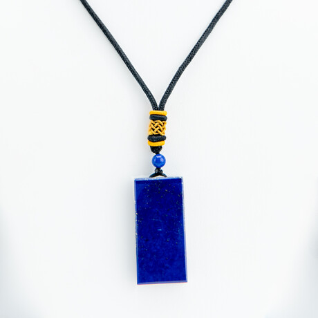 Genuine Rectangular Lapis Lazuli Pendant + Adjustable length Black Cord in a Black Velvet Bag // 15.9g