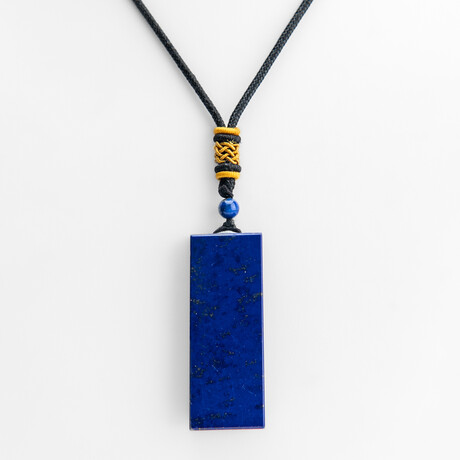 Genuine Rectangular Lapis Lazuli Pendant + Adjustable length Black Cord in a Black Velvet Bag // 26.4g
