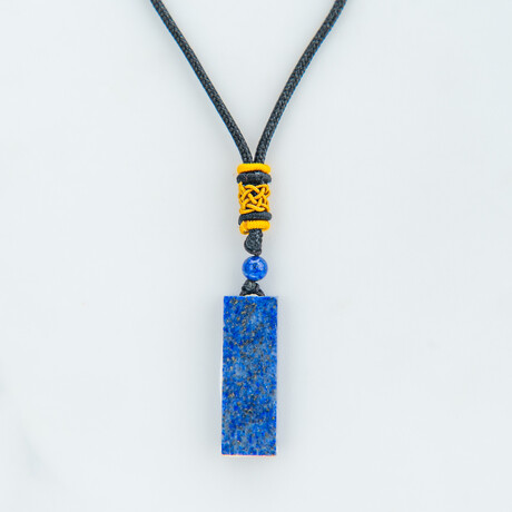 Genuine Rectangular Lapis Lazuli Pendant + Adjustable length Black Cord in a Black Velvet Bag // 8.1g