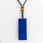 Genuine Rectangular Lapis Lazuli Pendant + Adjustable length Black Cord in a Black Velvet Bag // 26.4g