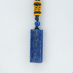 Genuine Rectangular Lapis Lazuli Pendant + Adjustable length Black Cord in a Black Velvet Bag // 8.1g