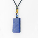 Genuine Rectangular Lapis Lazuli Pendant + Adjustable length Black Cord in a Black Velvet Bag // 18.3g