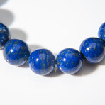 Genuine Beaded Lapis Lazuli Stretch 12mm Bracelet + Black Velvet Bag