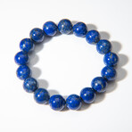 Genuine Beaded Lapis Lazuli Stretch 12mm Bracelet + Black Velvet Bag