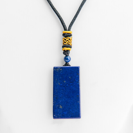 Genuine Rectangular Lapis Lazuli Pendant + Adjustable length Black Cord in a Black Velvet Bag // 18.3g