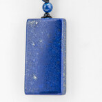 Genuine Rectangular Lapis Lazuli Pendant + Adjustable length Black Cord in a Black Velvet Bag // 18.3g