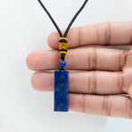Genuine Rectangular Lapis Lazuli Pendant + Adjustable length Black Cord in a Black Velvet Bag // 8.1g