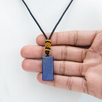 Genuine Rectangular Lapis Lazuli Pendant + Adjustable length Black Cord in a Black Velvet Bag // 8.8g
