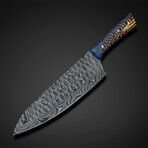 Kitchen Knife Flint Knapped Damascus Blade