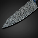 Kitchen Knife Flint Knapped Damascus Blade