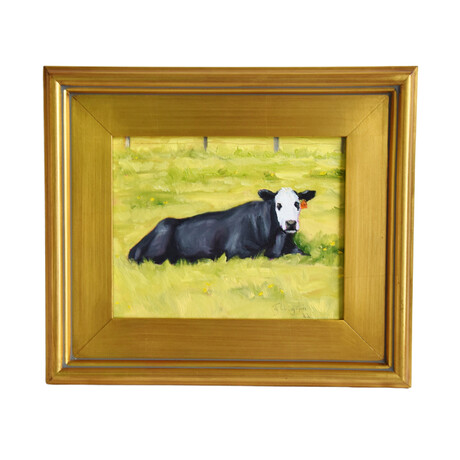 White Face Bull Cow Cattle Oil Painting
