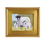 Sheep Ewe and Lambs in Pasture Painting