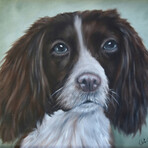 Dog Portrait Oil Painting w/ Gold Frame
