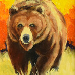 Wildlife Nature Brown Bear Oil Painting