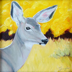 Nature Wildlife Deer Doe Oil Painting