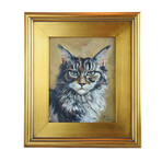 Maine Coon Cat Portrait Oil Painting