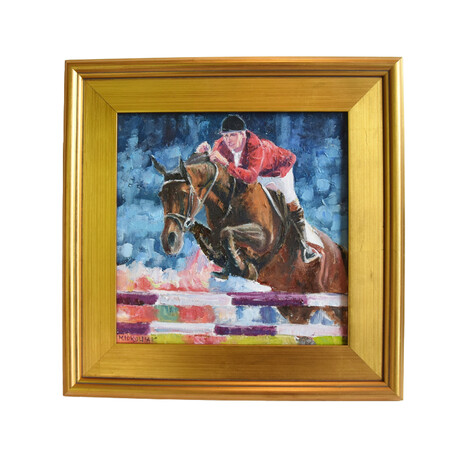 Equestrian Horse Jockey Jumper Painting