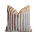 French Fawn/Cream Velvet Striped Pillow