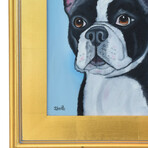 Boston Terrier Dog Portrait Painting // Gold Frame