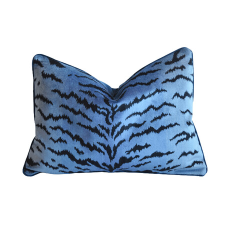 Scalamandre Blue Le Tigre Tiger Pillow