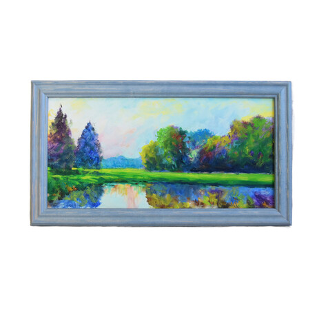 Impressionist Lake & Forest Landscape