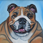 English Bulldog Dog Portrait Painting // Gold Frame